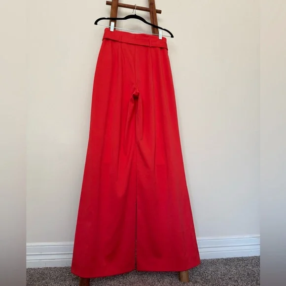 ANTONIO MELANI Vibrant Red-Orange Wide Leg Pants - Picture 10 of 13